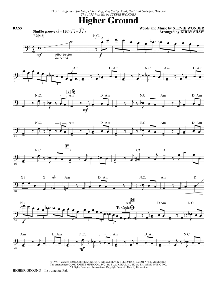Higher Ground - Bass Higher Ground - Bass Choir scores gallery preview page 1