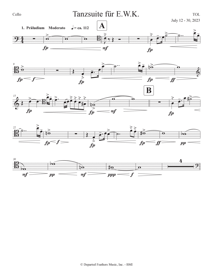 Tanzsuite für E.W.K (2023) cello part