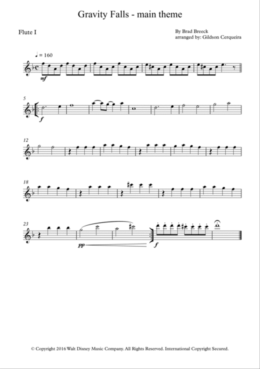 Gravity Falls (main Theme) Flute Duet scores gallery preview page 2