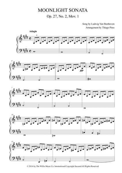 Sonata In C-sharp Minor, Sonata Quasi Una Fantasia ("moonlight"), Op. 27, No. 2, 1st Mvmt image number null