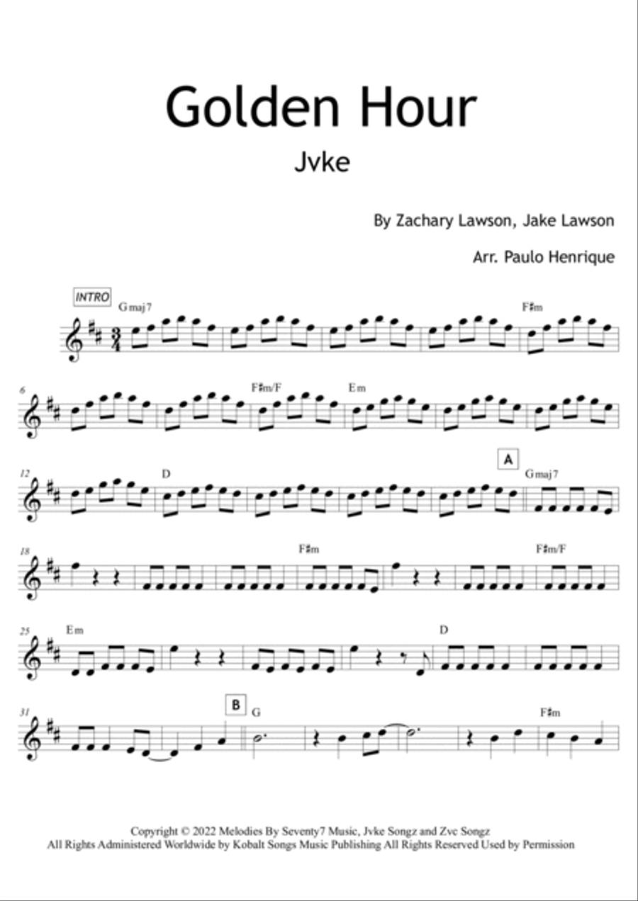 Golden Hour Golden Hour Easy Piano scores gallery preview page 2