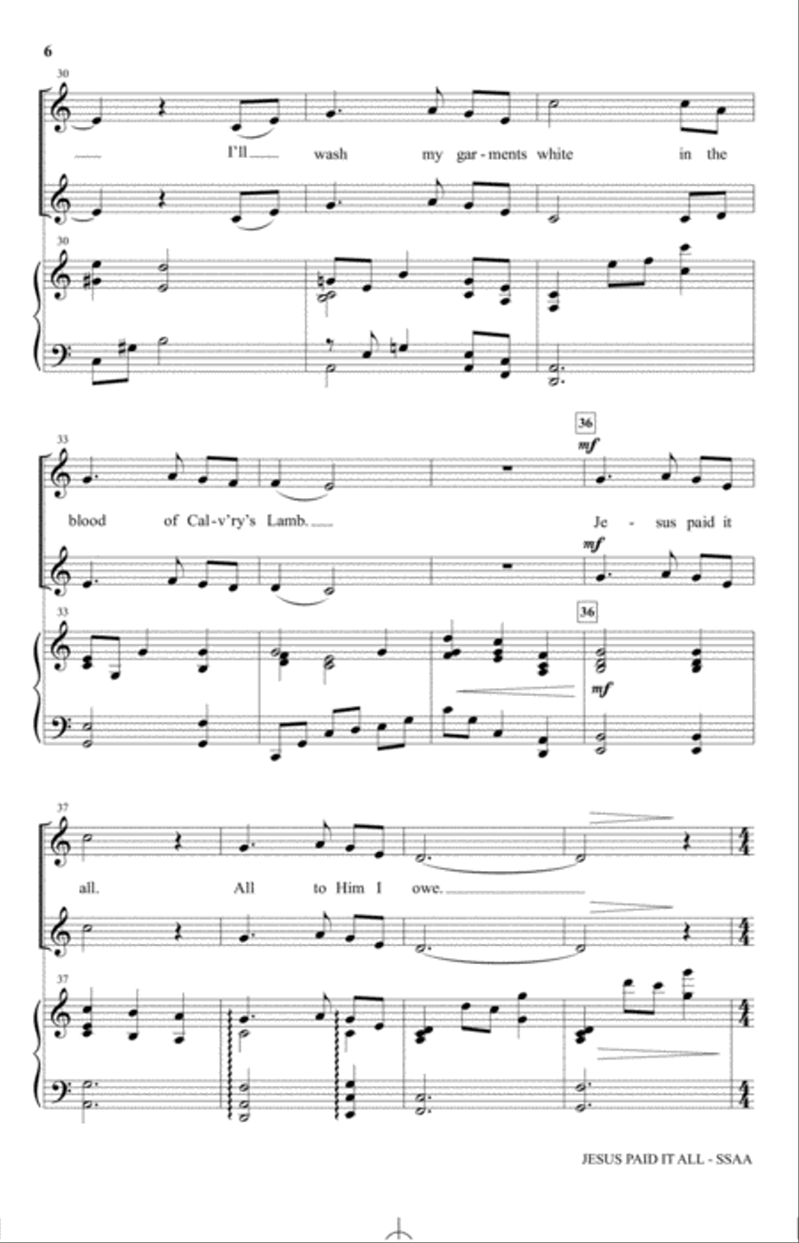 Jesus Paid It All Jesus Paid It All SSA scores gallery preview page 5
