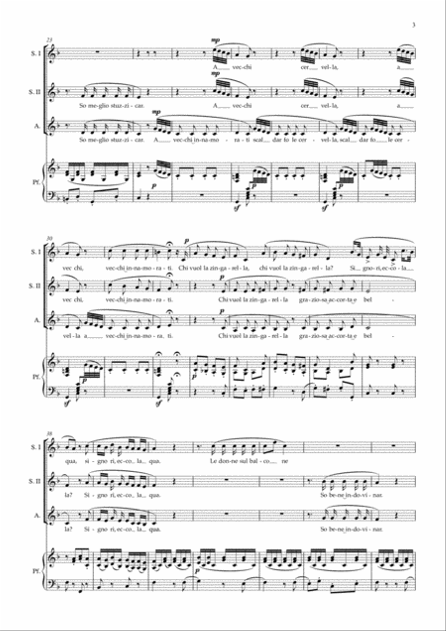Chi vuol la zingarella (Choral version) SSA scores gallery preview page 3