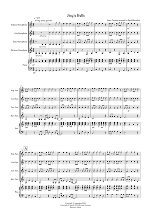 Jingle Bells (Jazzy Style!) for Saxophone Quartet