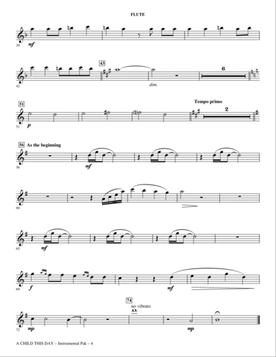 A Child This Day - Flute Choir scores gallery preview page 4
