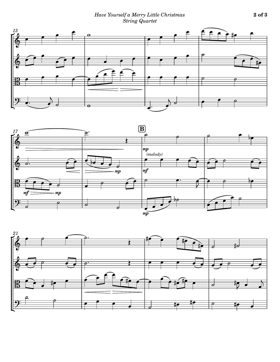Have Yourself A Merry Little Christmas String Quartet scores gallery preview page 2