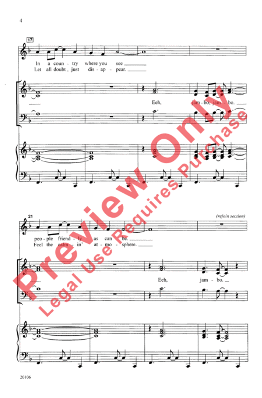 Jambo, Karibu Kwa Afrika Jambo, Karibu Kwa Afrika 4-Part scores gallery preview page 4