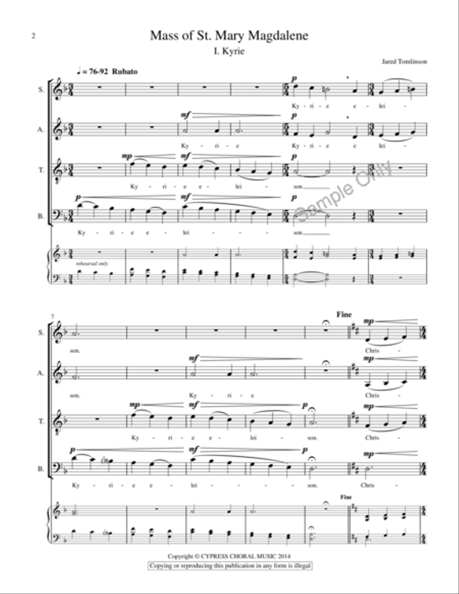 Mass Of St Mary's 4-Part scores gallery preview page 2