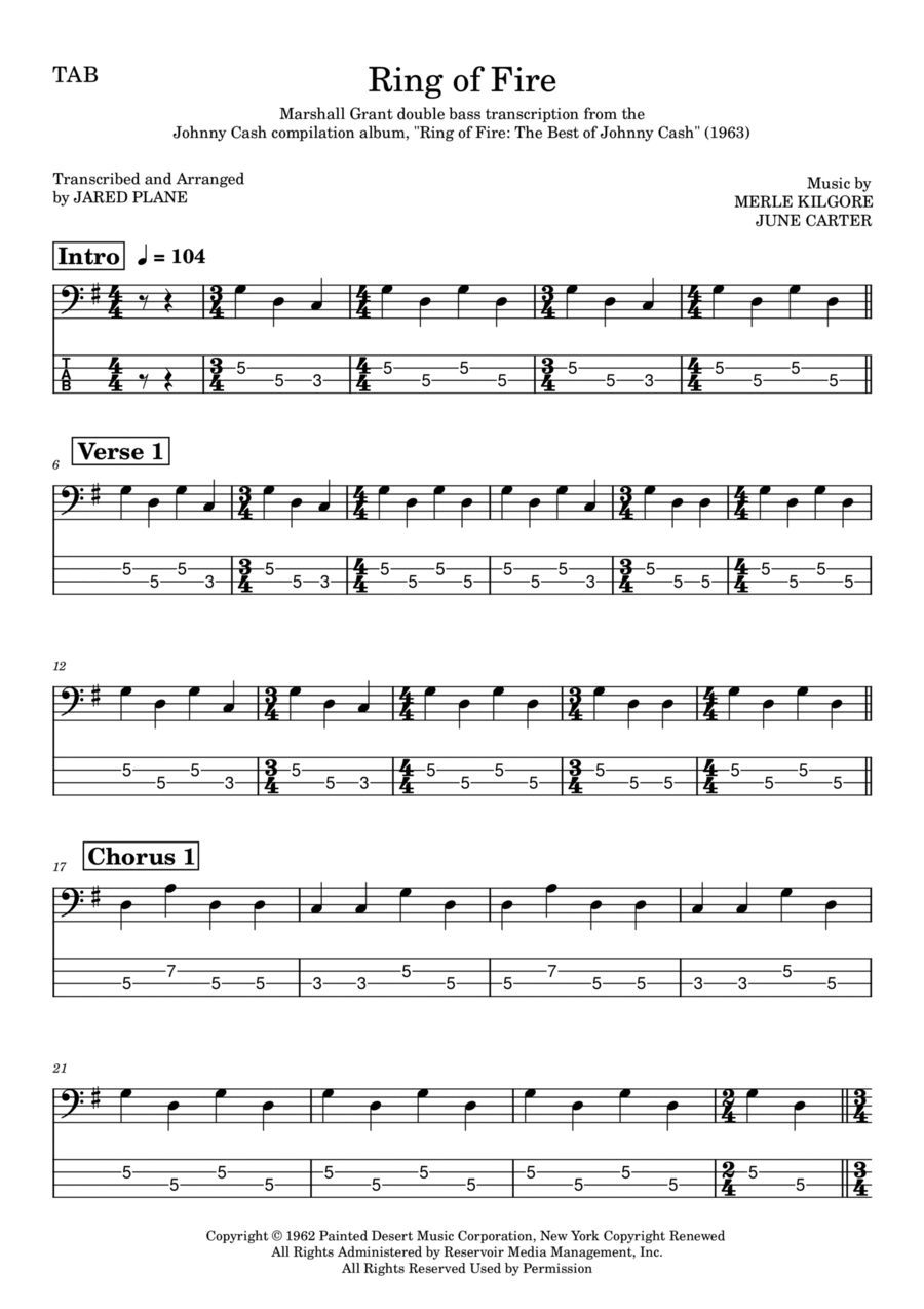 Ring Of Fire Guitar Tablature scores gallery preview page 1