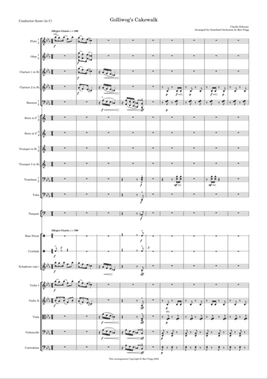 Golliwog's Cakewalk (Standard Orchestra) – Score and Parts – in Eb (Original key) image number null