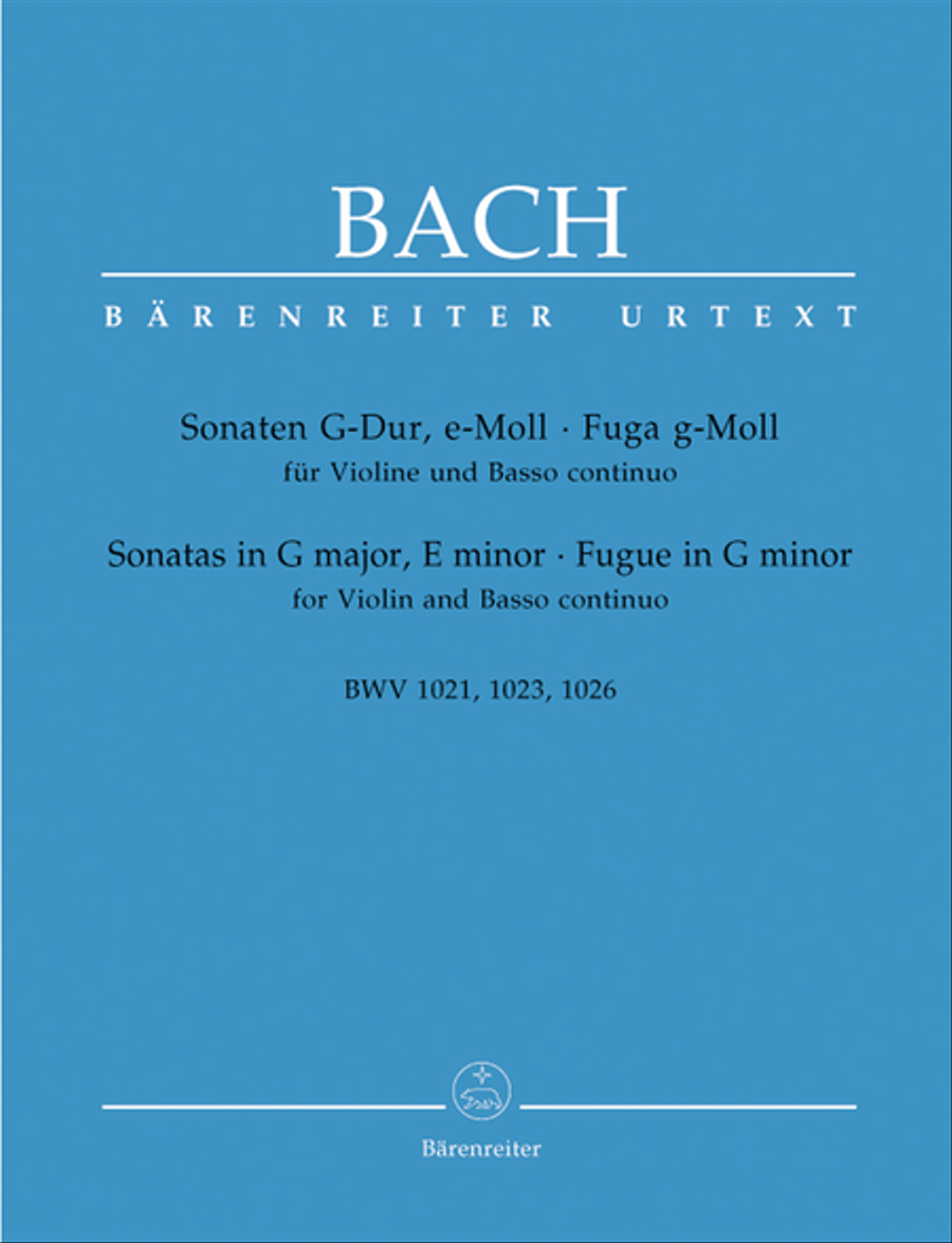 Two Sonatas and a Fugue for Violin and Basso continuo BWV 1021, BWV 1023, BWV 1026 Cello scores gallery preview page 1