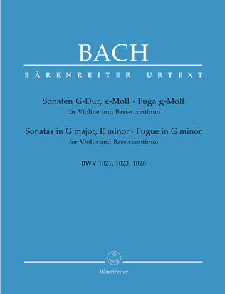 Book cover for Two Sonatas and a Fugue for Violin and Basso continuo BWV 1021, BWV 1023, BWV 1026