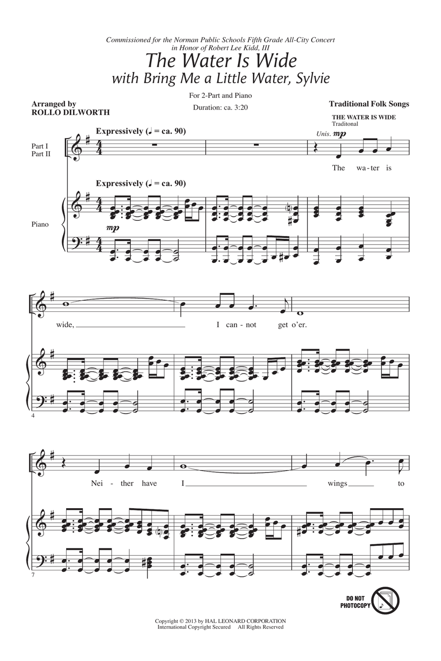 The Water Is Wide (Bring Me A Little Water, Sylvie) 2-Part scores gallery preview page 1