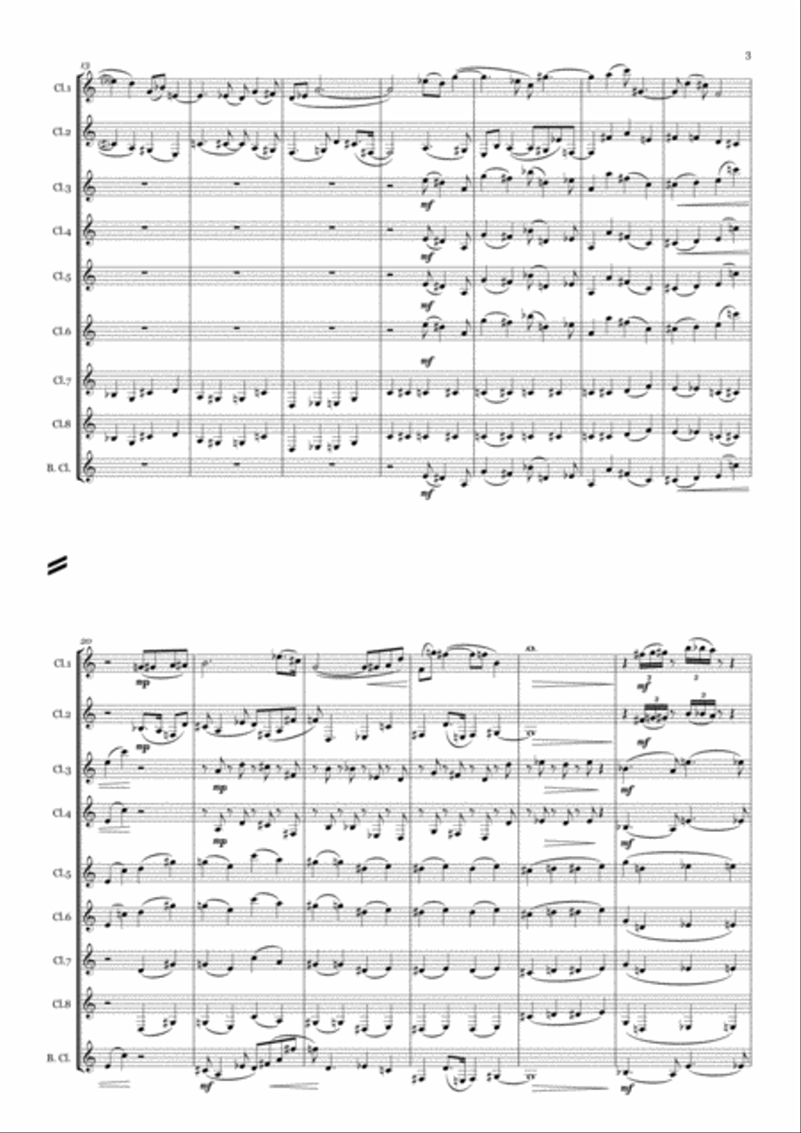Requiem II for 9 Clarinets Woodwind Ensemble scores gallery preview page 3
