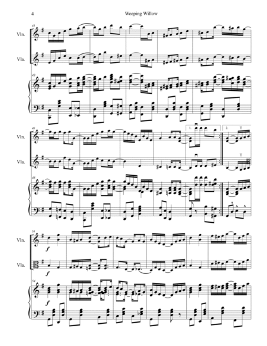 Weeping Willow Trio for Violin, Viola and Piano