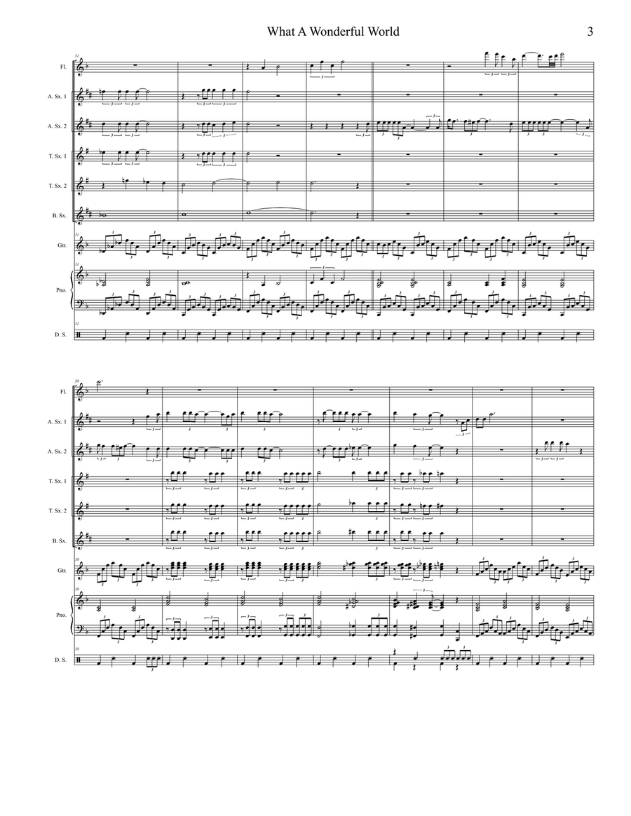 What A Wonderful World Saxophone Quintet scores gallery preview page 3
