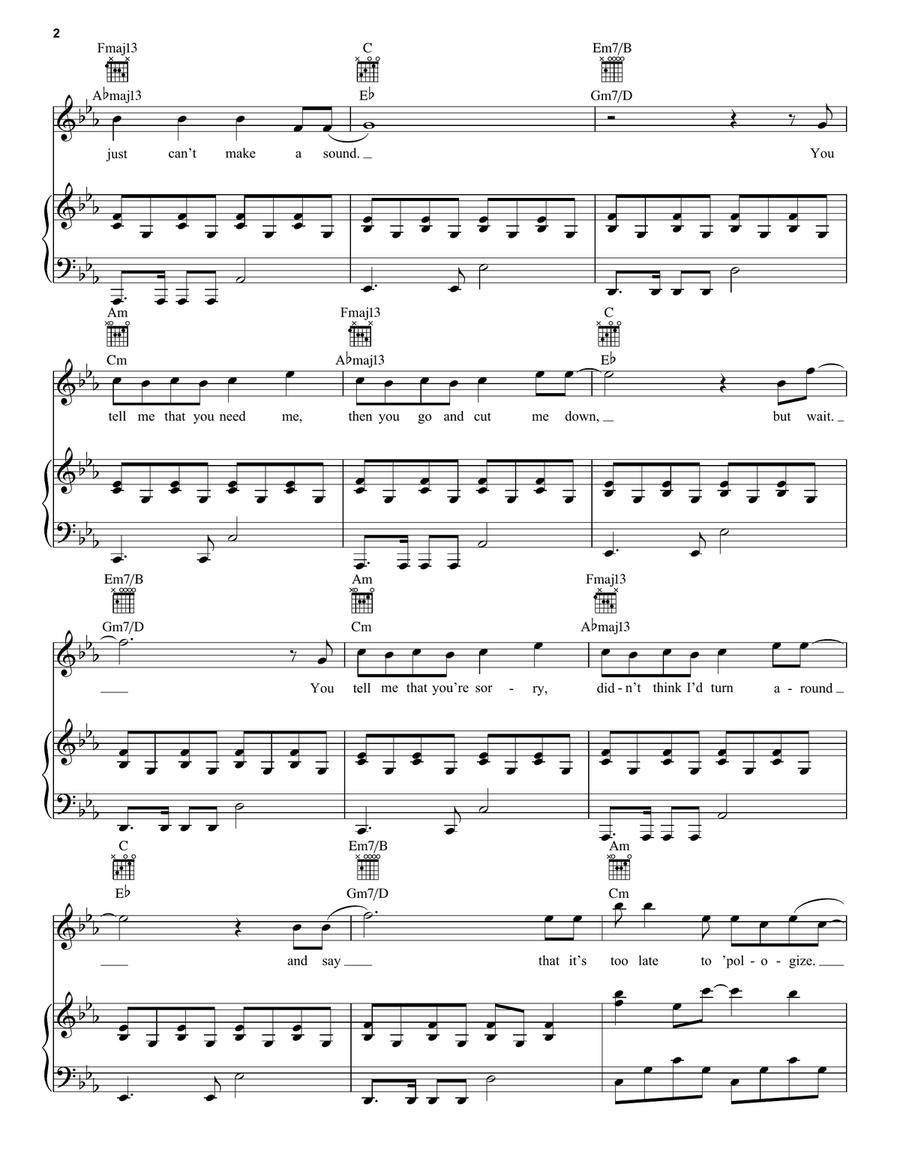 Apologize (feat. OneRepublic) Piano, Vocal scores gallery preview page 2