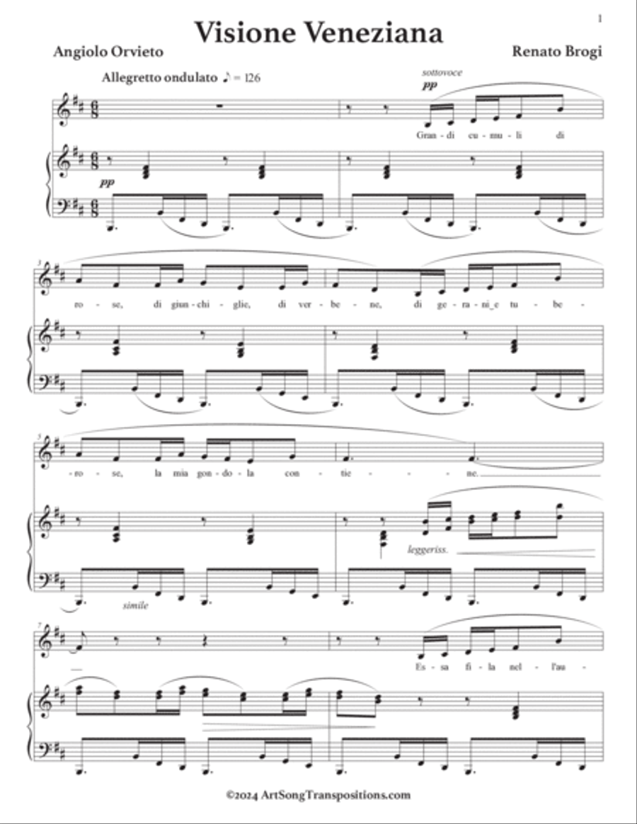 BROGI: Visione Veneziana (transposed to B minor) Voice scores gallery preview page 2