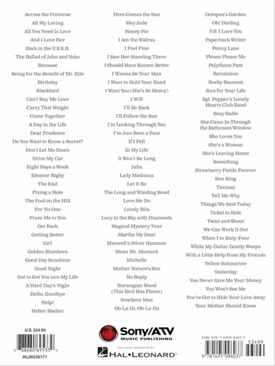 The Beatles Sheet Music Collection Piano, Vocal, Guitar scores gallery preview page 6