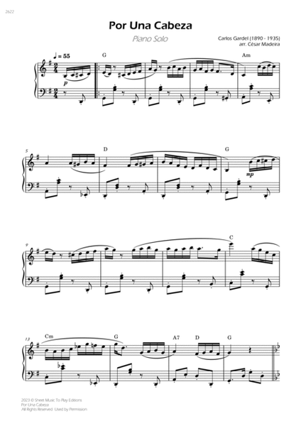 Por Una Cabeza - Piano Solo - W/Chords (Full Score) image number null