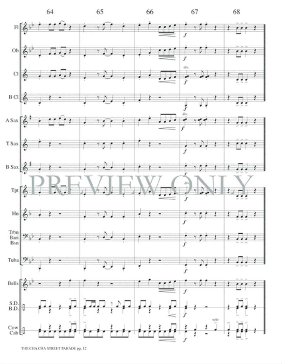 The Cha Cha Street Parade Concert Band scores gallery preview page 15