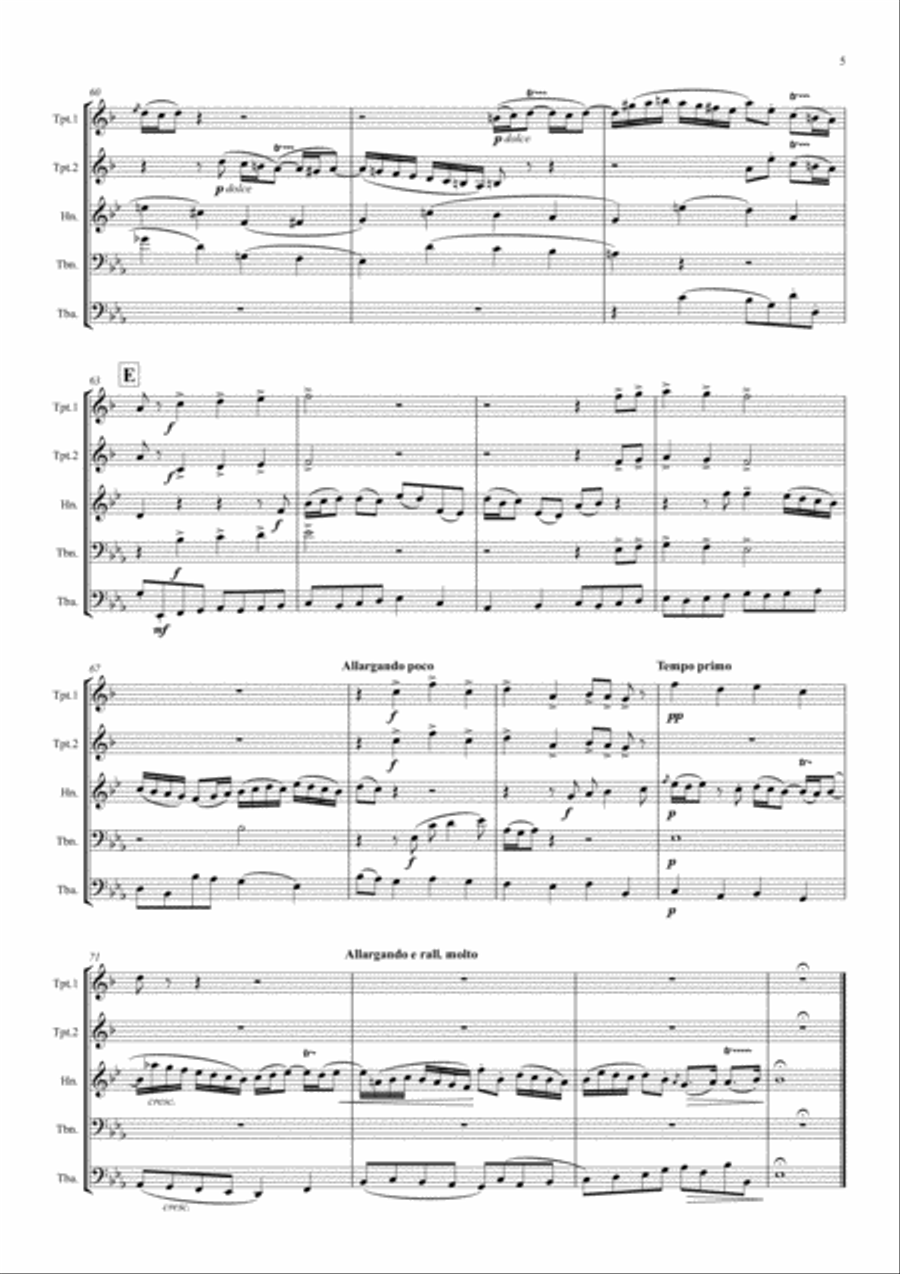 Bach: Wachet Auf (Sleepers Wake) from Cantata 140 - brass quintet Brass Quintet scores gallery preview page 5