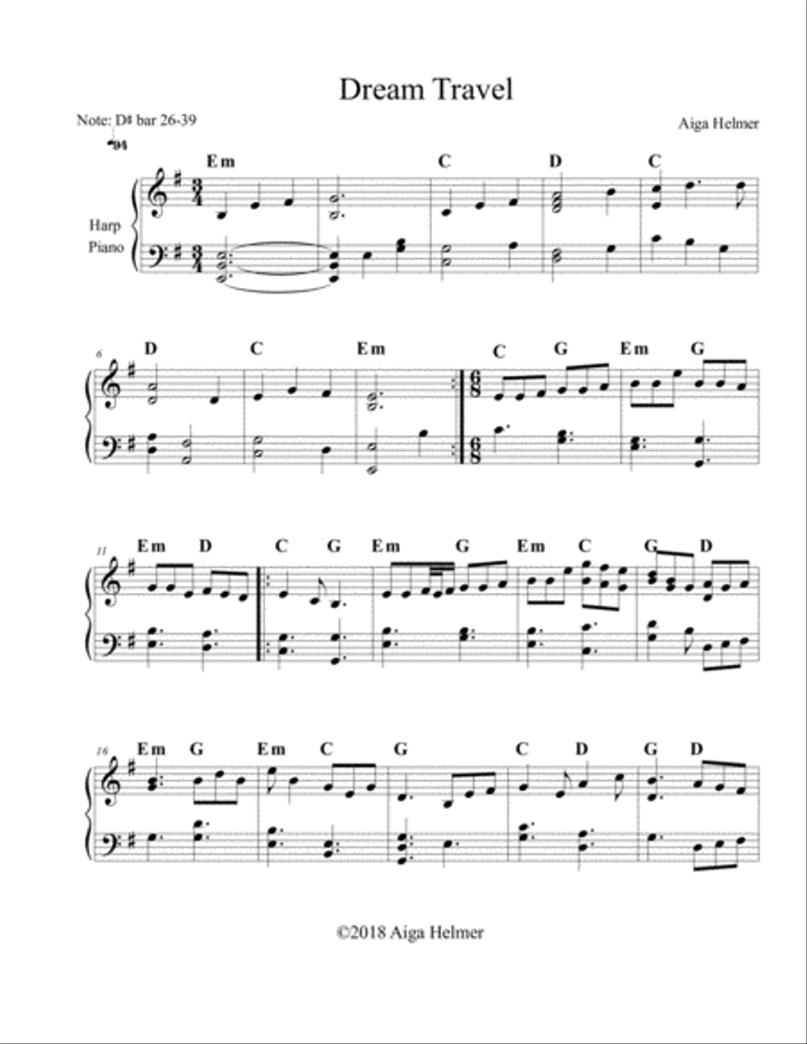 Dream Travel Celtic Harp scores gallery preview page 1