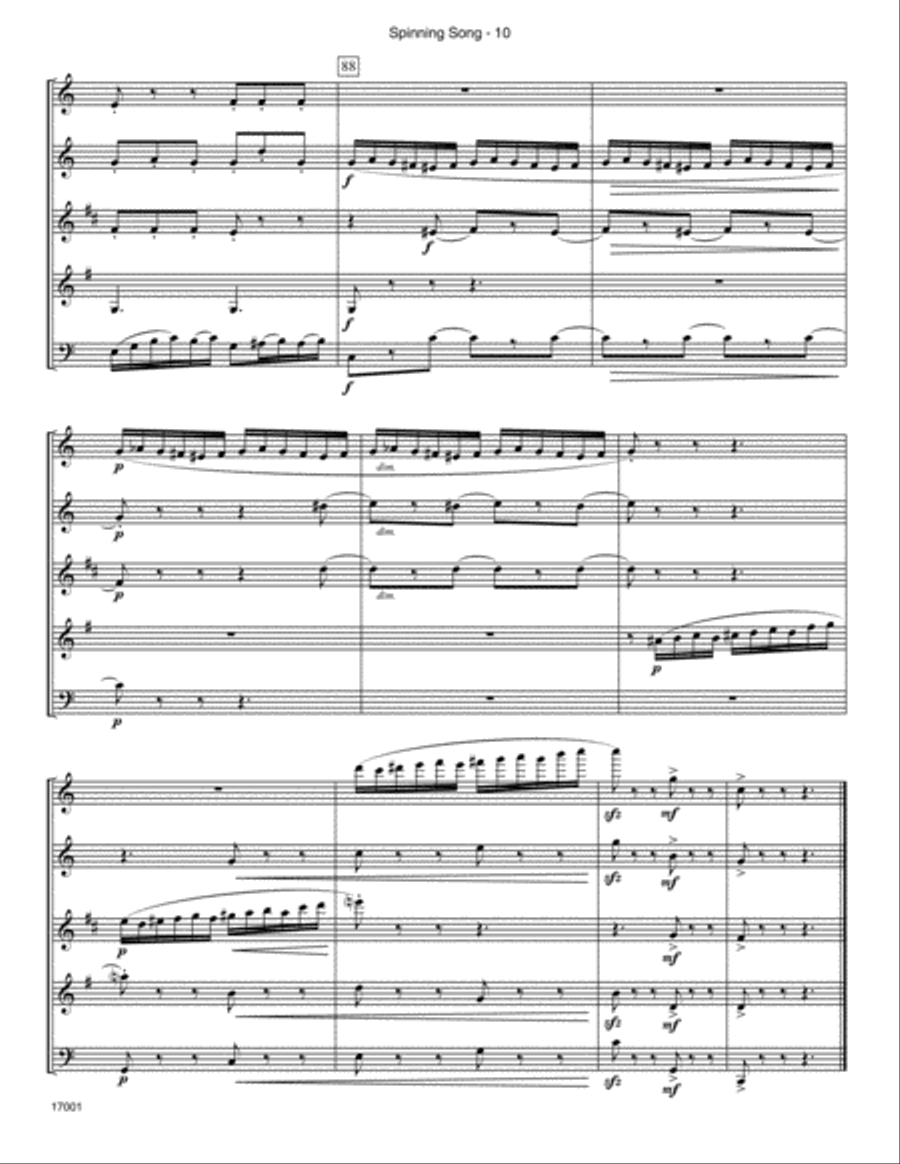 Spinning Song (from Song Without Words, Op. 67, No. 4) Woodwind Quintet scores gallery preview page 11