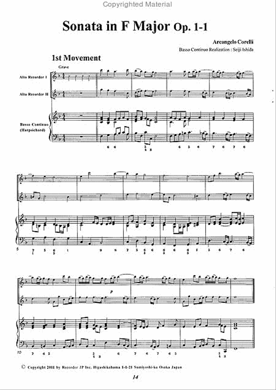 Trio Sonata F Major, Op. 1-1 Alto Recorder scores gallery preview page 3