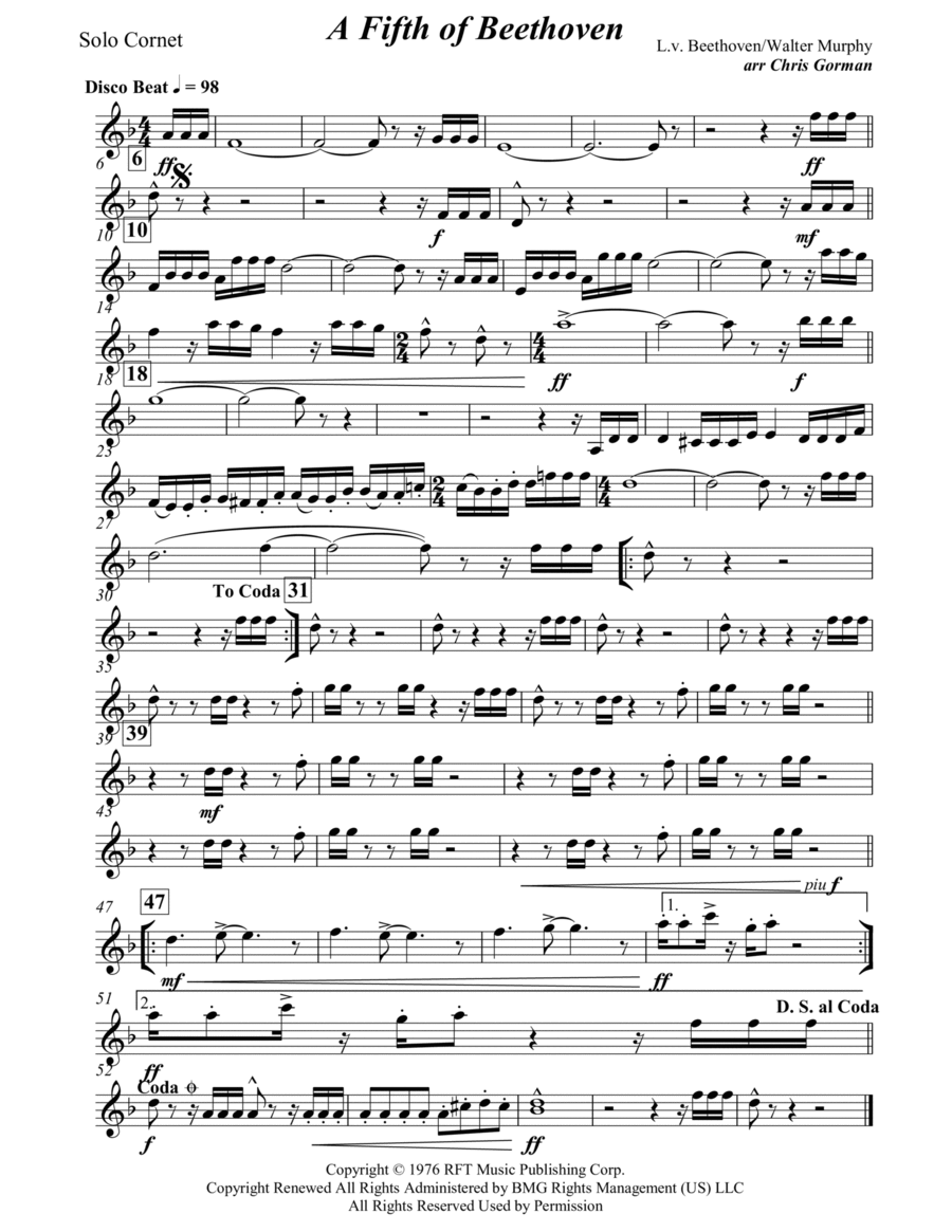 A Fifth Of Beethoven Brass Band scores gallery preview page 1