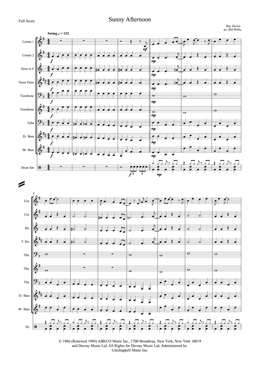 Sunny Afternoon School and Community scores gallery preview page 1