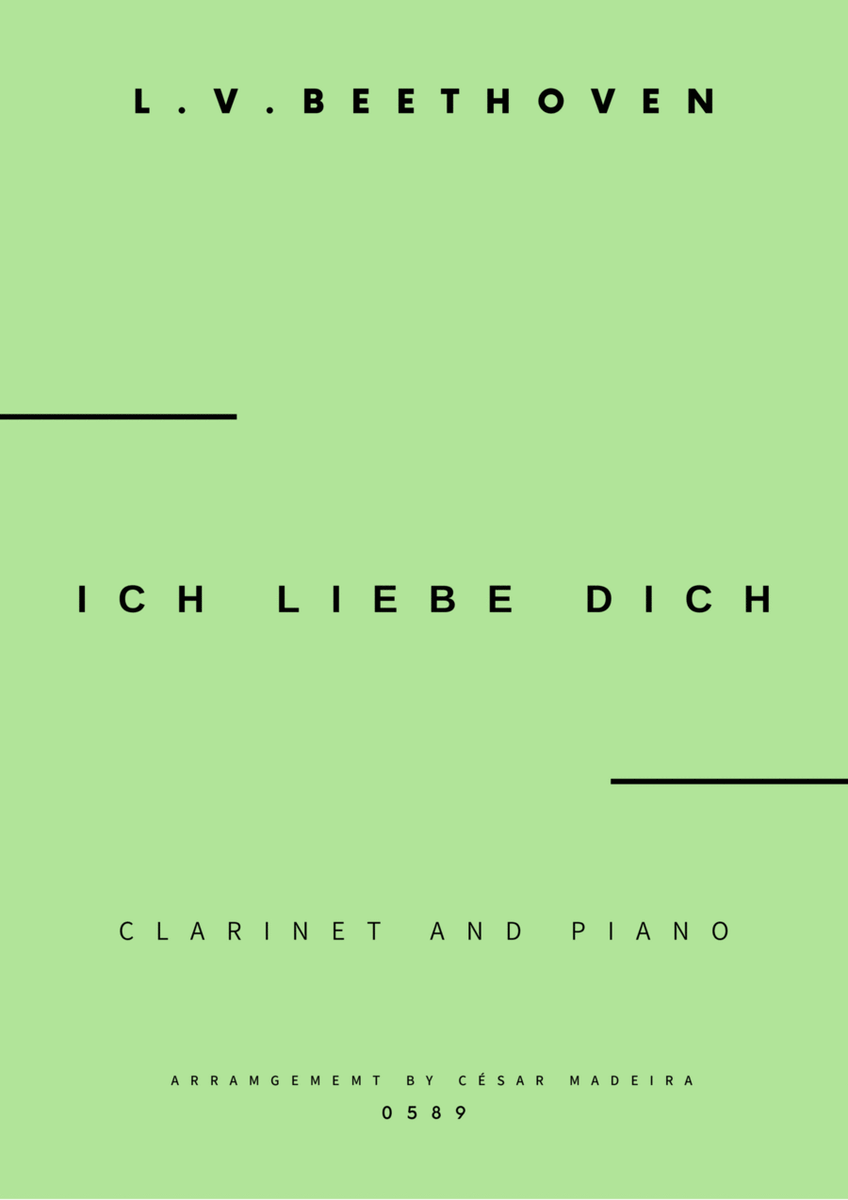Ich Liebe Dich - Bb Clarinet and Piano (Full Score and Parts) image number null