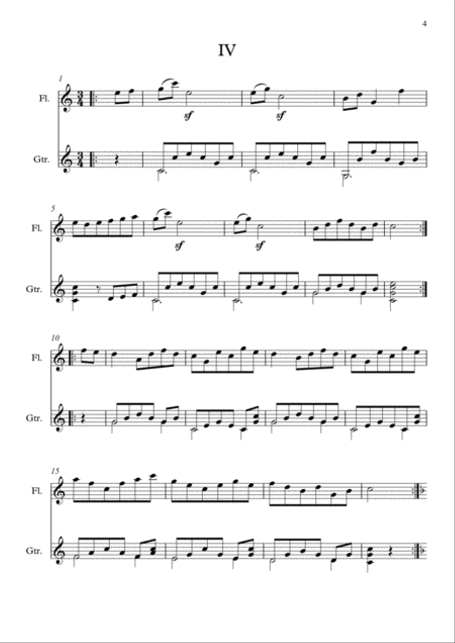 12 Walzes for Flute and Guitar duet Flute scores gallery preview page 5