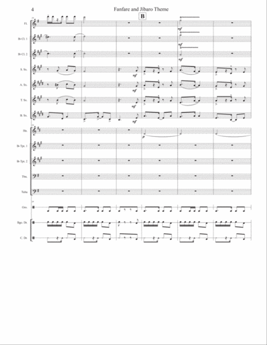 Fanfare and Jibaro Theme For Small Wind Ensemble Concert Band scores gallery preview page 6