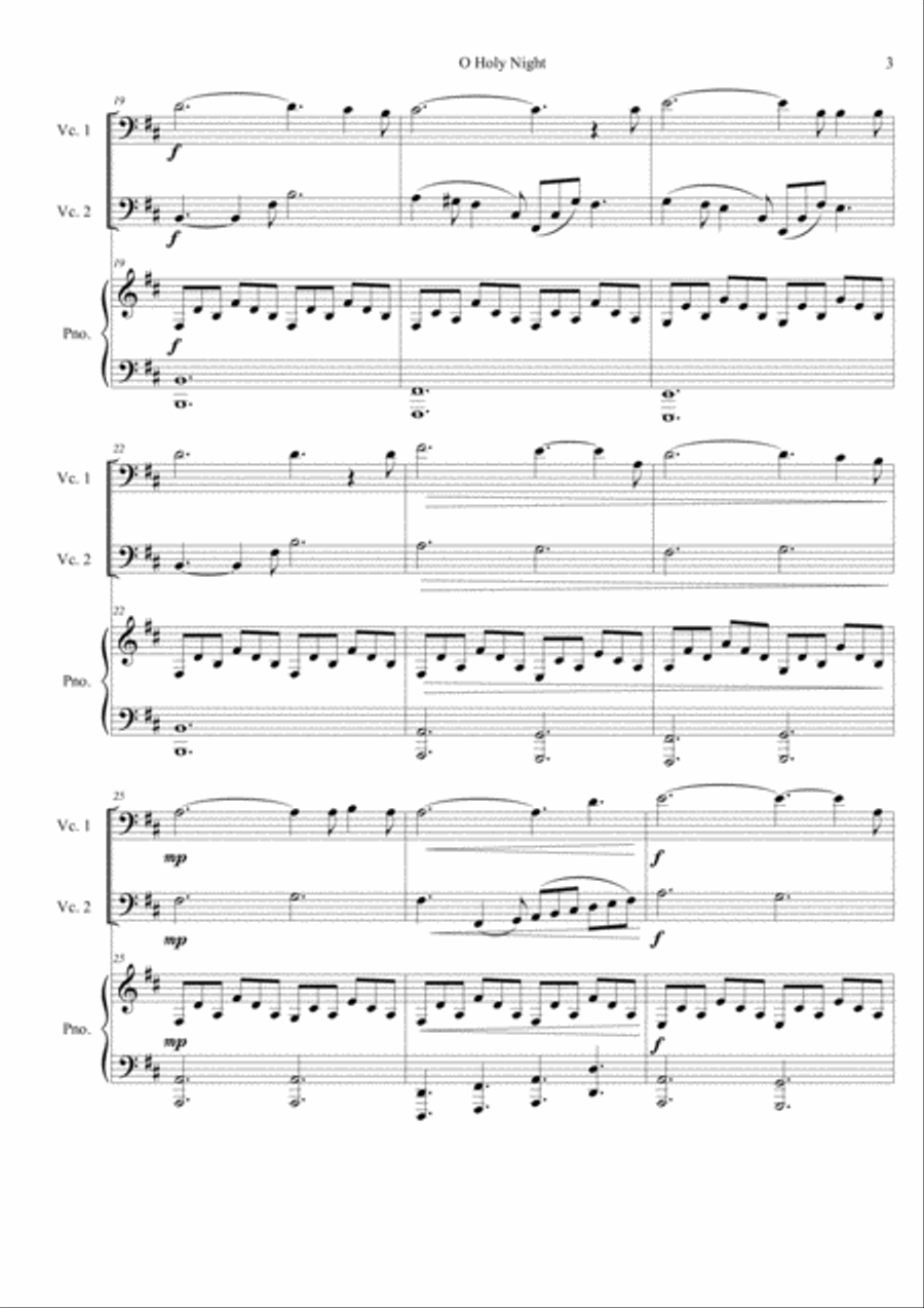 O Holy Night(for 2 Cellos and Piano) String Orchestra scores gallery preview page 3