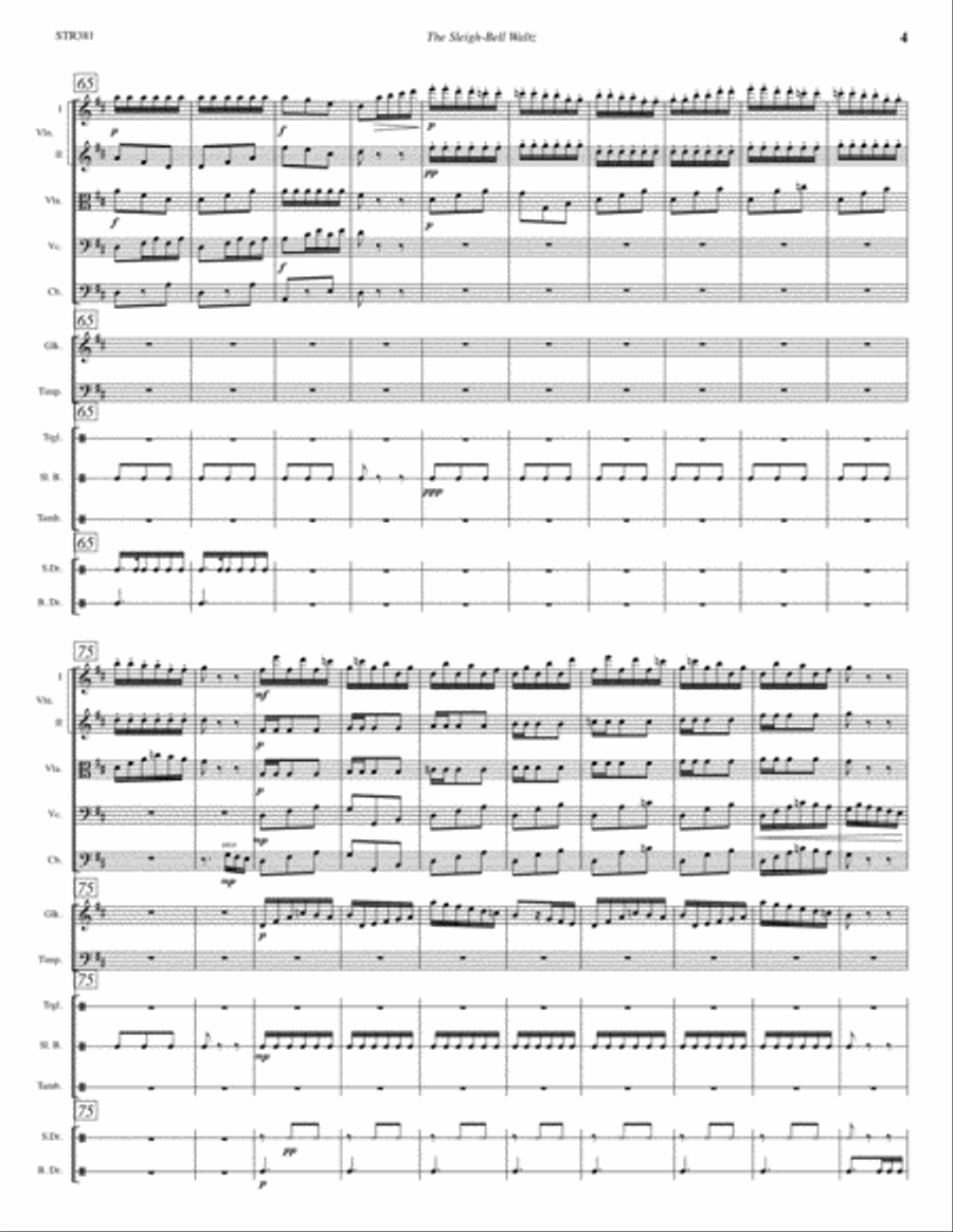 THE SLEIGH-BELL WALTZ for STRING ORCHESTRA with optional Percussion String Orchestra scores gallery preview page 4