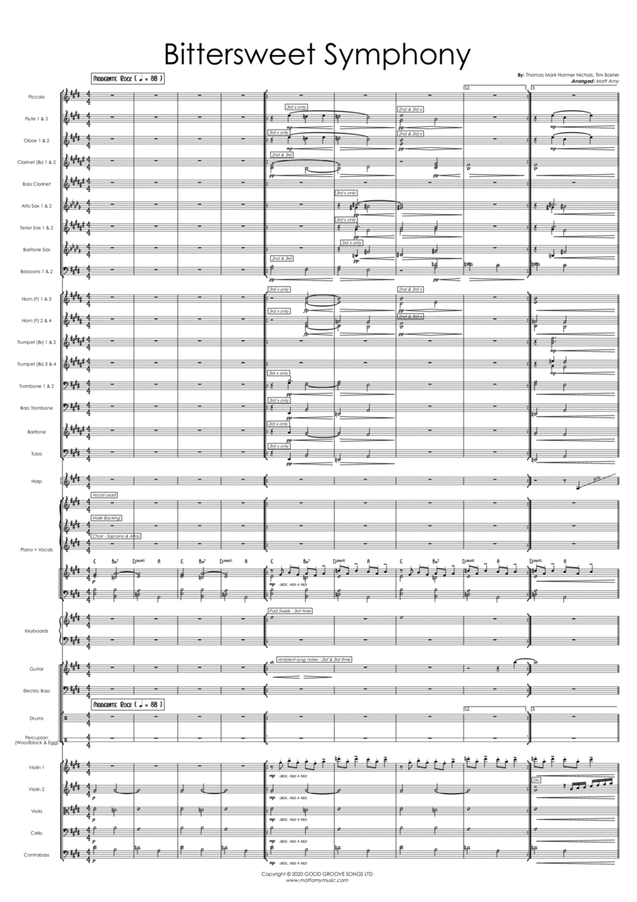 Bittersweet Symphony Full Orchestra scores gallery preview page 1