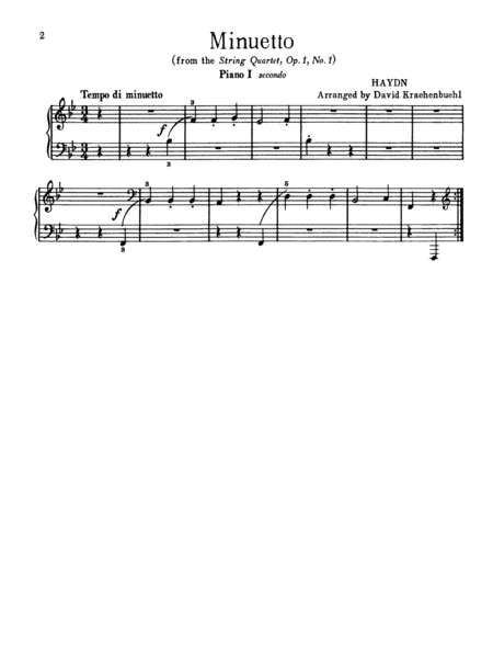 Minuetto from String Quartet, Op. 1, No. 1