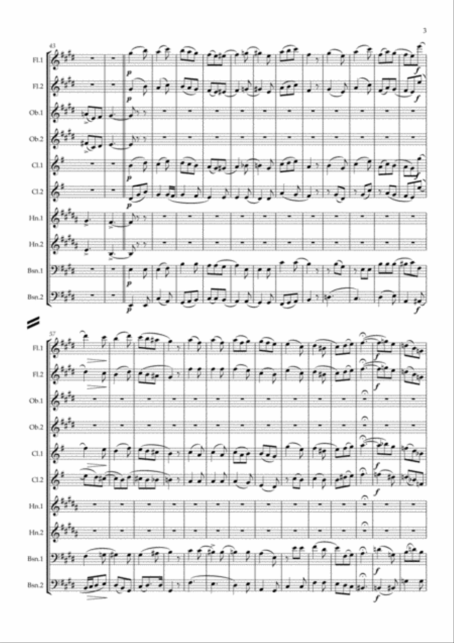 Berlioz: The Shepherd's Farewell (L'enfance du Christ, H130) - symphonic wind Christmas scores gallery preview page 3