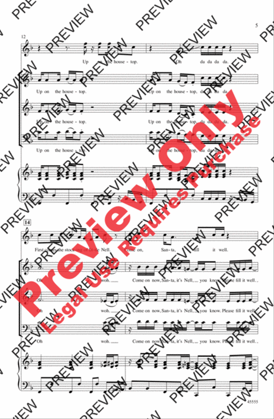 Up on the Housetop 3-Part scores gallery preview page 5