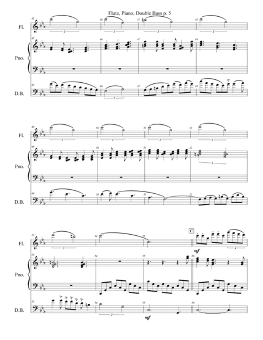 Flute Piano Double Bass - A Nocturn Flute scores gallery preview page 6