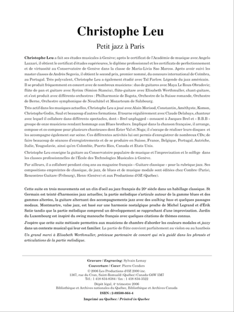 Petit jazz à Paris Flute scores gallery preview page 1