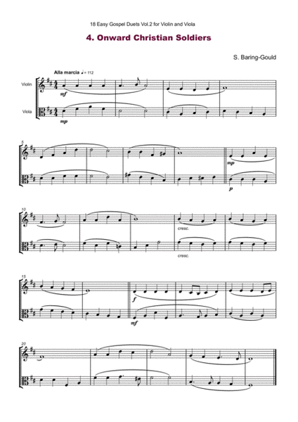 18 Easy Gospel Duets Vol.2 for Violin and Viola