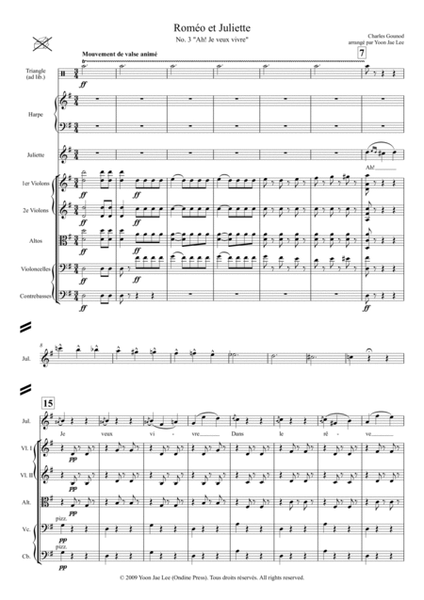 Gounod (arr. Lee): Roméo et Juliette "Ah! Je veux vivre" in G Major, Full Score