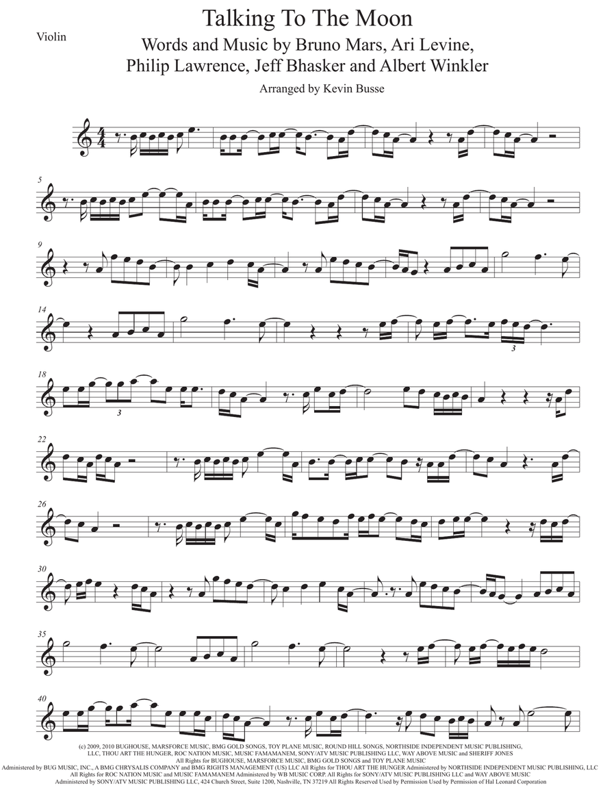 Talking To The Moon Talking To The Moon Violin Solo scores gallery preview page 1