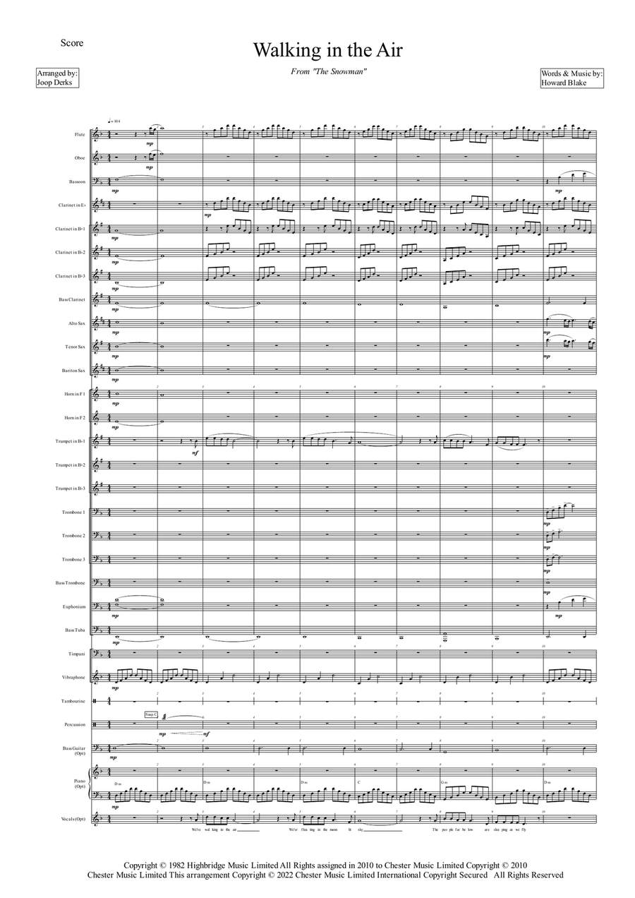 Walking In The Air Concert Band scores gallery preview page 1