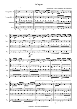 Allegro by Fiocco for Brass Quartet