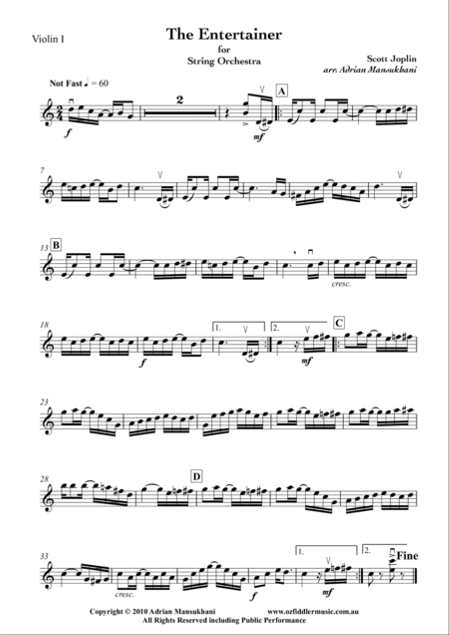 The Entertainer, by Scott Joplin String Orchestra scores gallery preview page 6