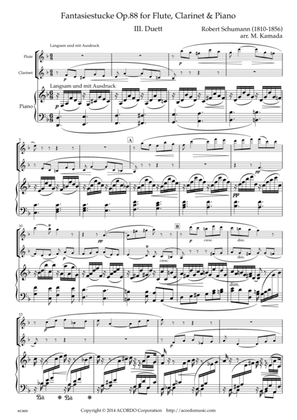 Fantasiestucke Op.88 III Duett for Flute, Clarinet & Piano