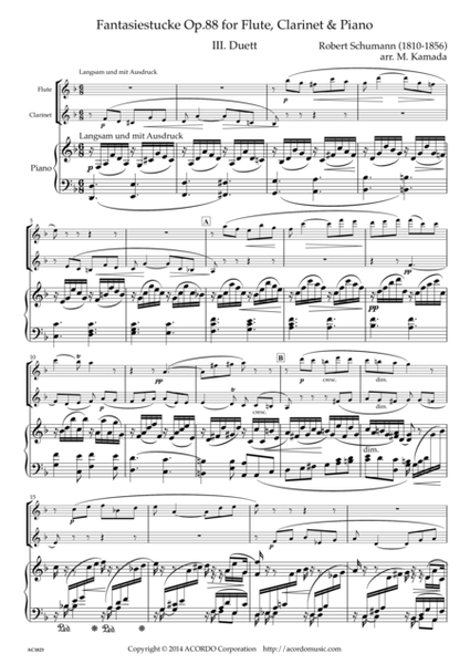 Fantasiestucke Op.88 III Duett for Flute, Clarinet & Piano image number null